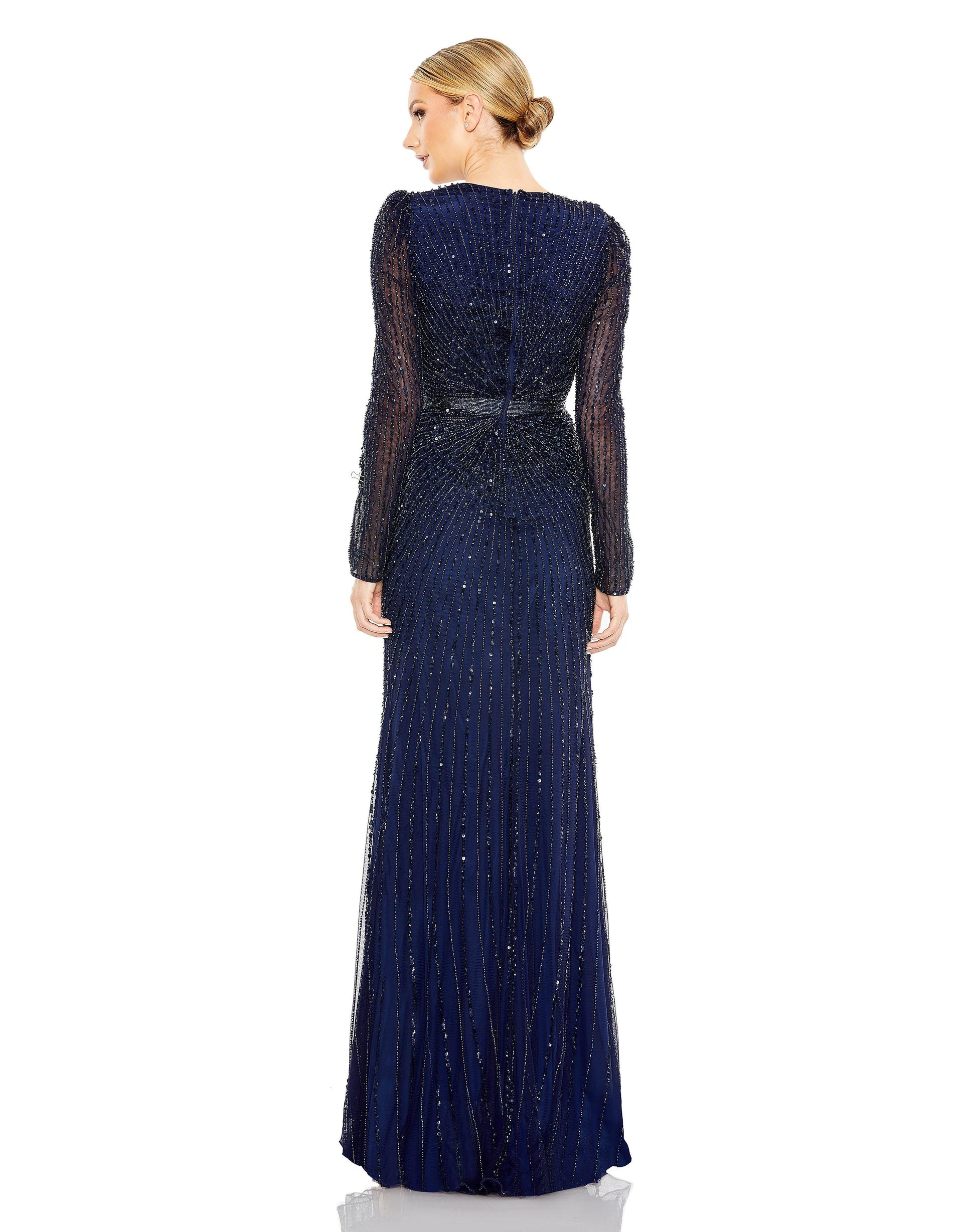 Mac Duggal 5715 Beaded Long Sleeve Formal Gown