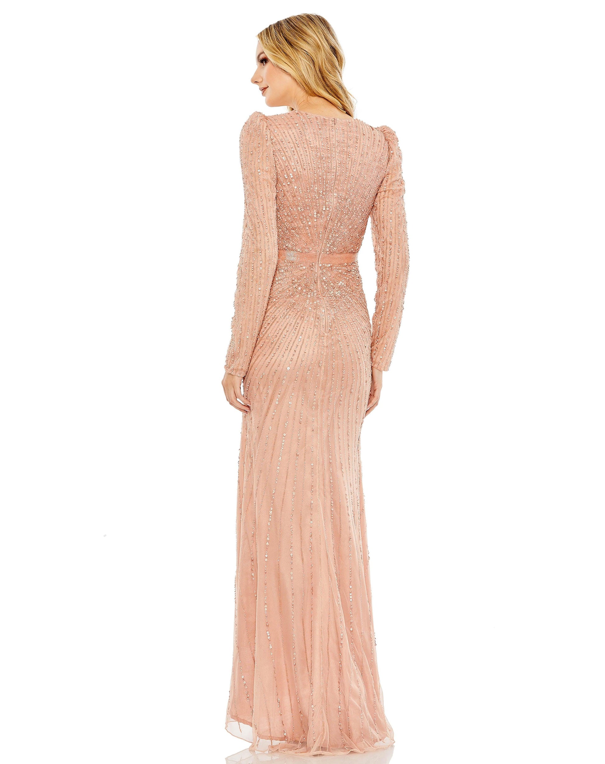 Mac Duggal 5715 Beaded Long Sleeve Formal Gown