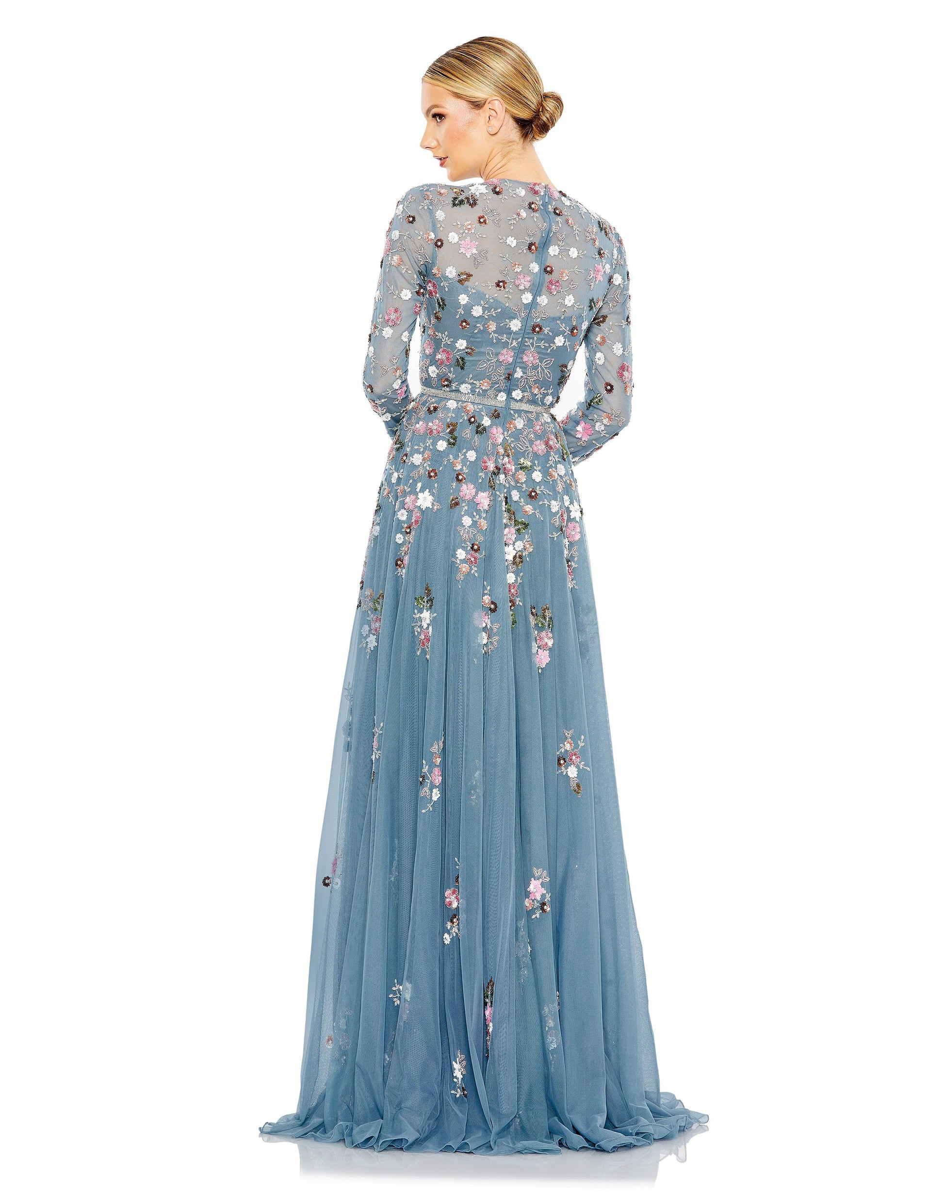 Mac Duggal 5721 Long Sleeve Floral Formal Dress