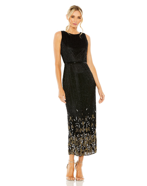 Cocktail Tea Length Formal Beaded Dress Beaded Tea Length Mac Duggal 5796