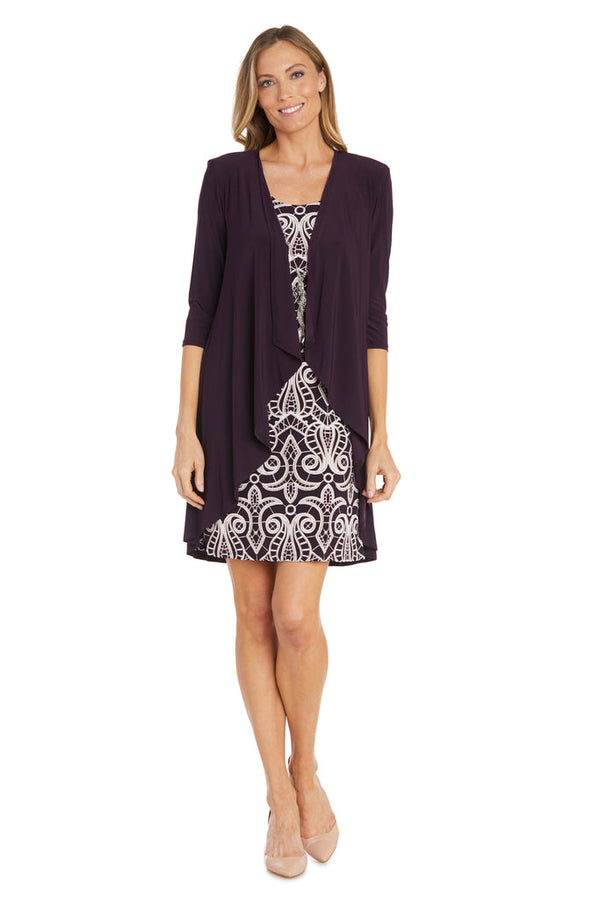 Short Printed Dress Jacket Set Mother of the Bride R&M Richards 5798