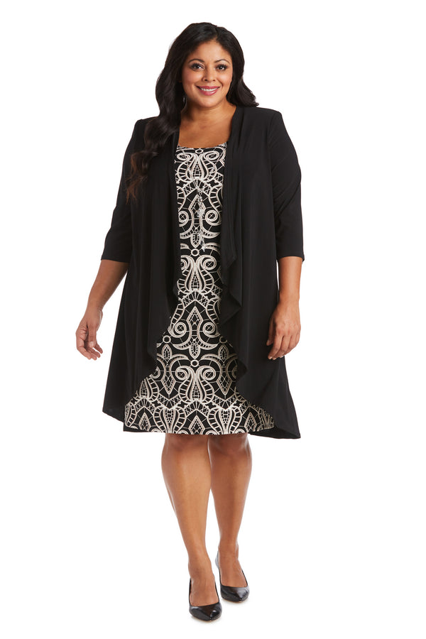 Short Printed Dress Jacket Set Plus Size R&M Richards 5798W