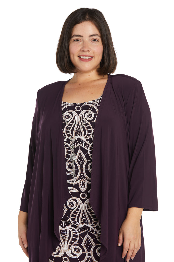 Plus Size Dresses Short Printed Plus Size Dress Jacket Set Plum