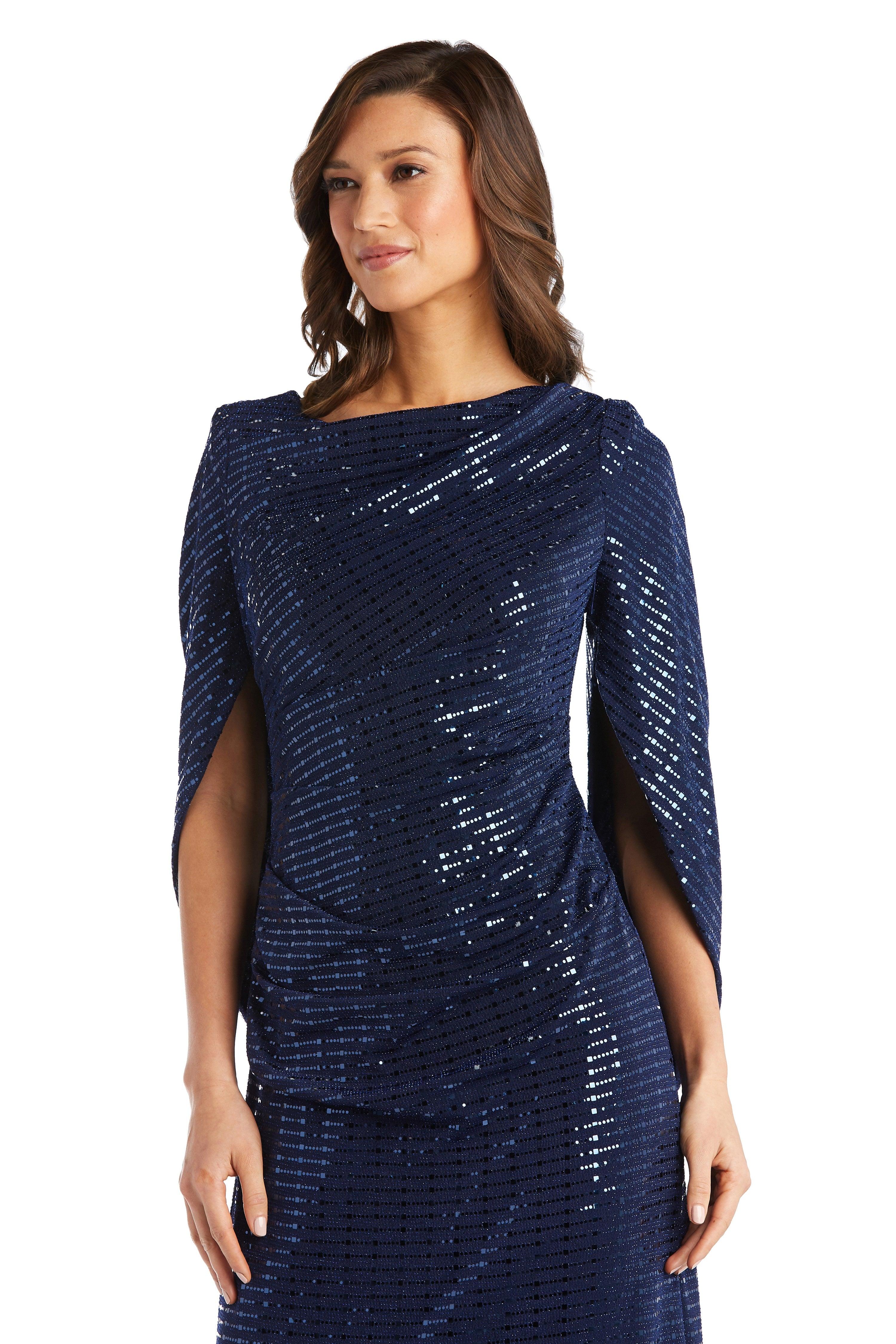 R&M Richards 5872 Long Formal Petite Metallic Gown