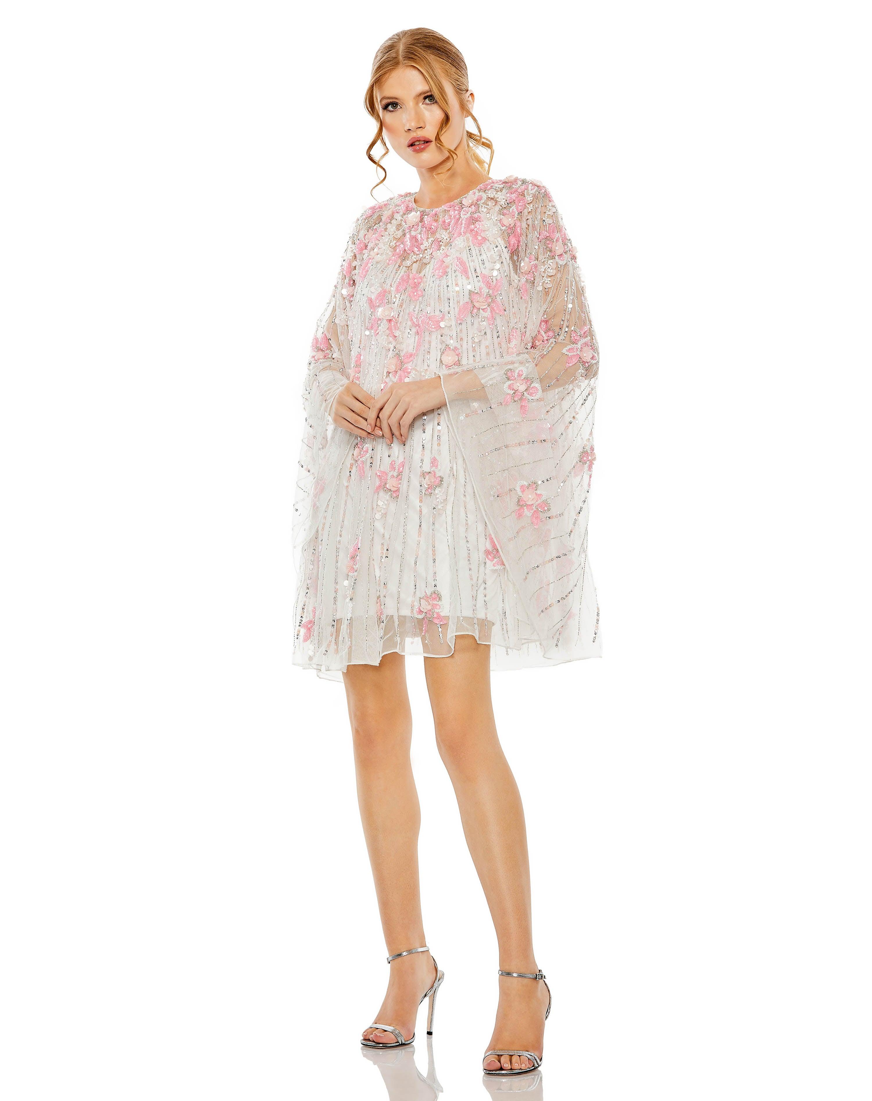 Cocktail Dresses Short Floral Cocktail Dress Ivory