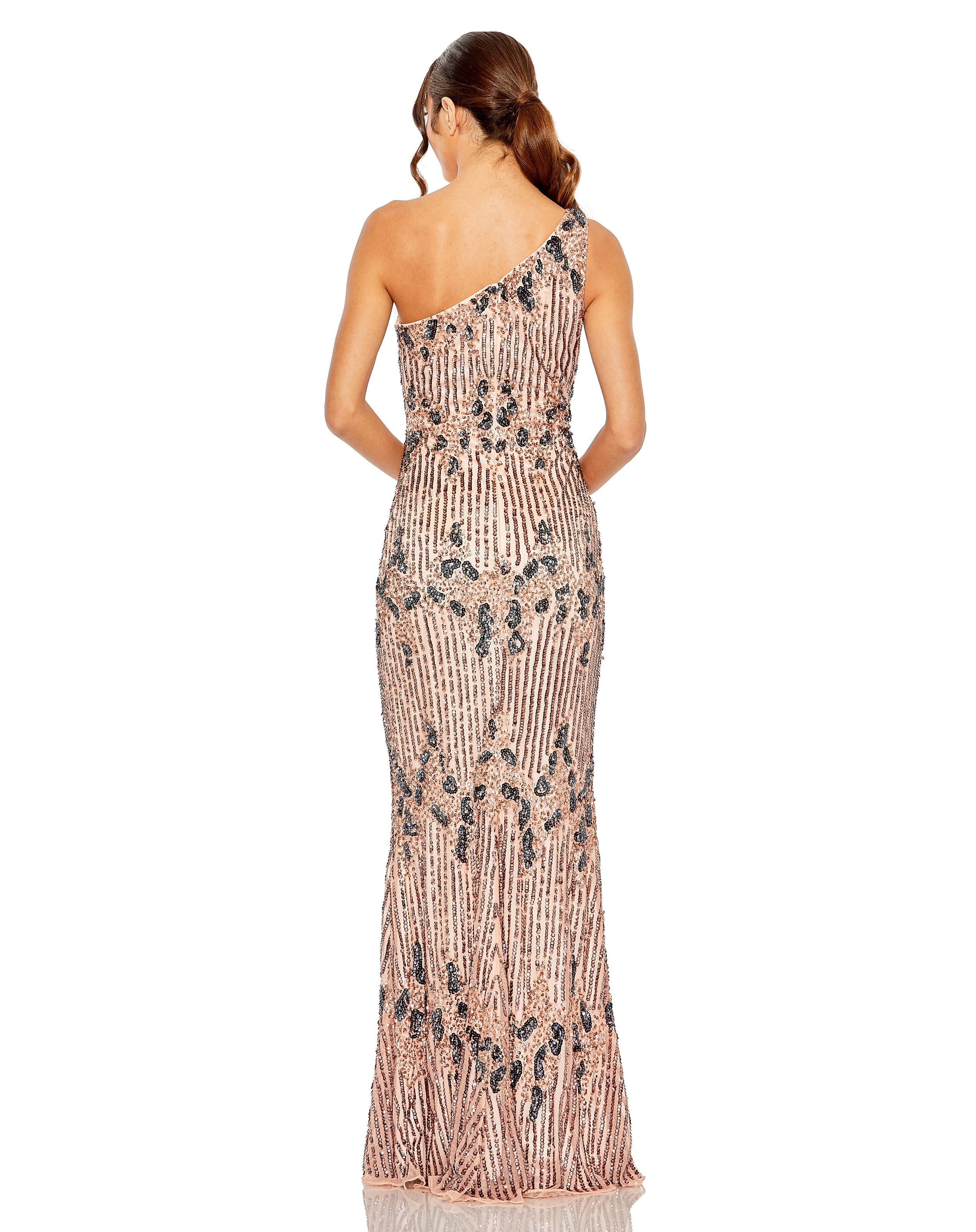 Formal Dresses Long One Shoulder Embellished Dress Apricot