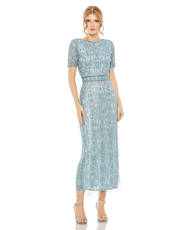 Short Sleeve Formal Midi Length Dress Short Sleeves & Midi Length Mac Duggal 5980