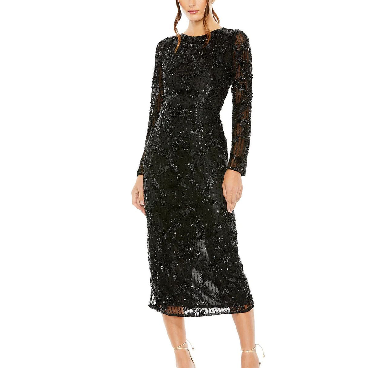 slim fit dress slacks Long Sleeve Formal Midi Dress Long Sleeves & Midi Length Mac Duggal 59 –  The Dress Outlet