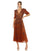 Mother of the Bride Dresses Puff Quarter Length Sleeve V Neck Midi Dress Cinnamon