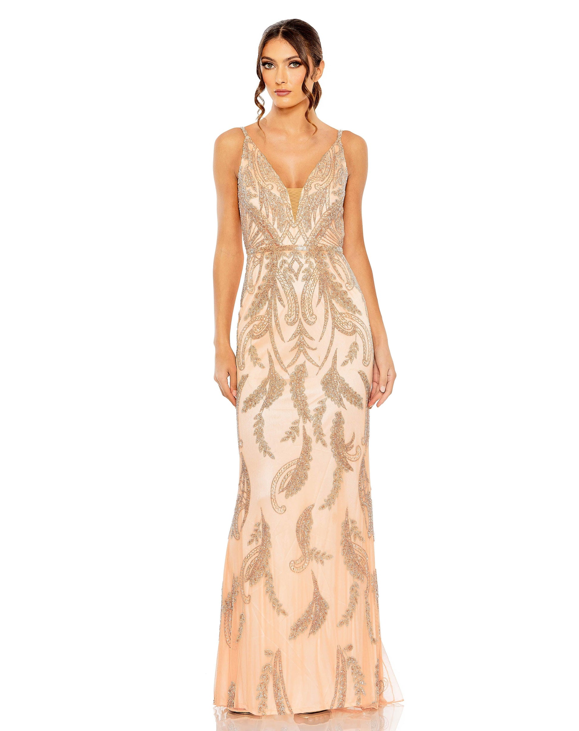 Mac Duggal 6015 Long Spaghetti Strap Formal Dress