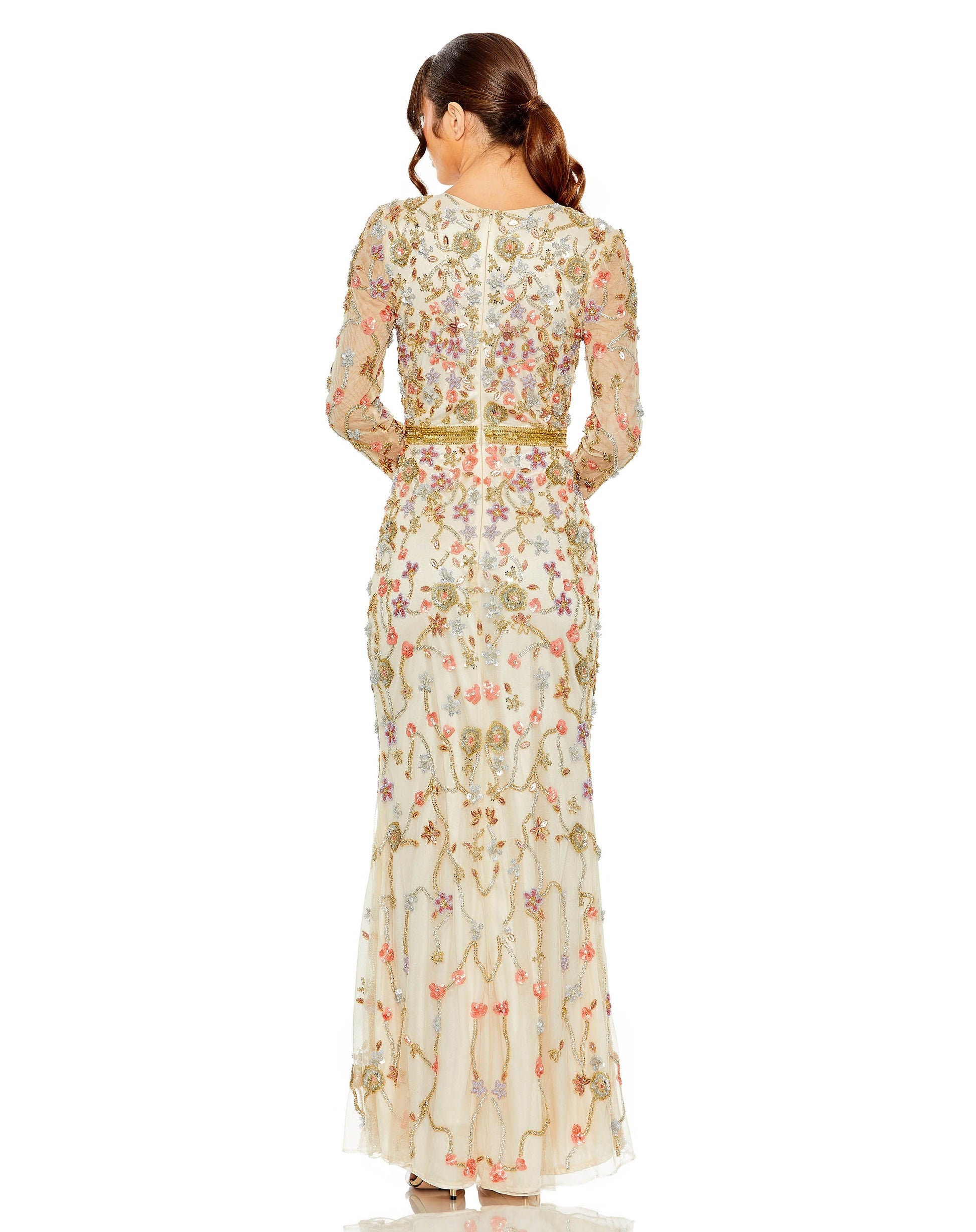 Mac Duggal 6016 Long Sleeve Formal Floral Dress