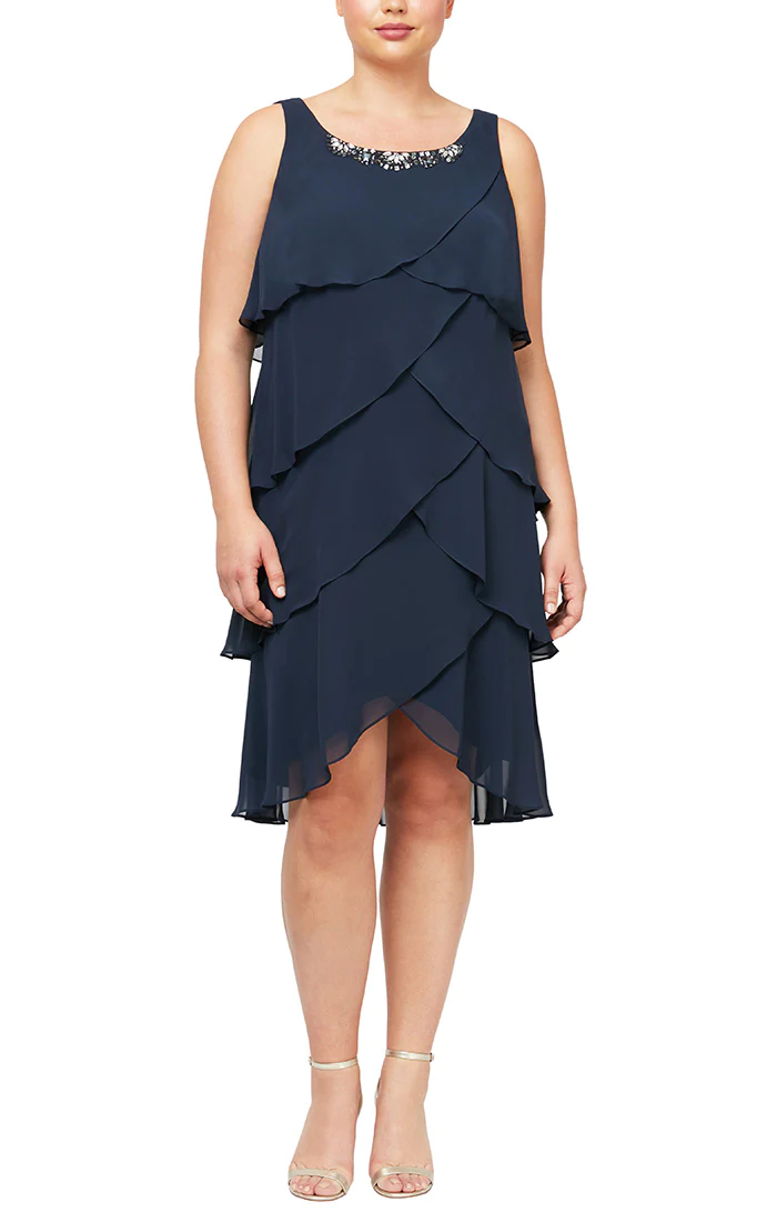 SL Fashions 612296 Plus Size Tiered Short Jacket Dress