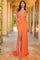 Prom Dresses Beaded Prom Fitted Long Gown Orange