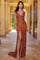 Prom Dresses Beaded Prom Fitted Long Gown Rust