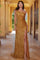 Prom Dresses Fitted Glittered Long Prom Dress Mustard