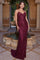 Prom Dresses Fitted Long Prom Sequins Gown Burgundy