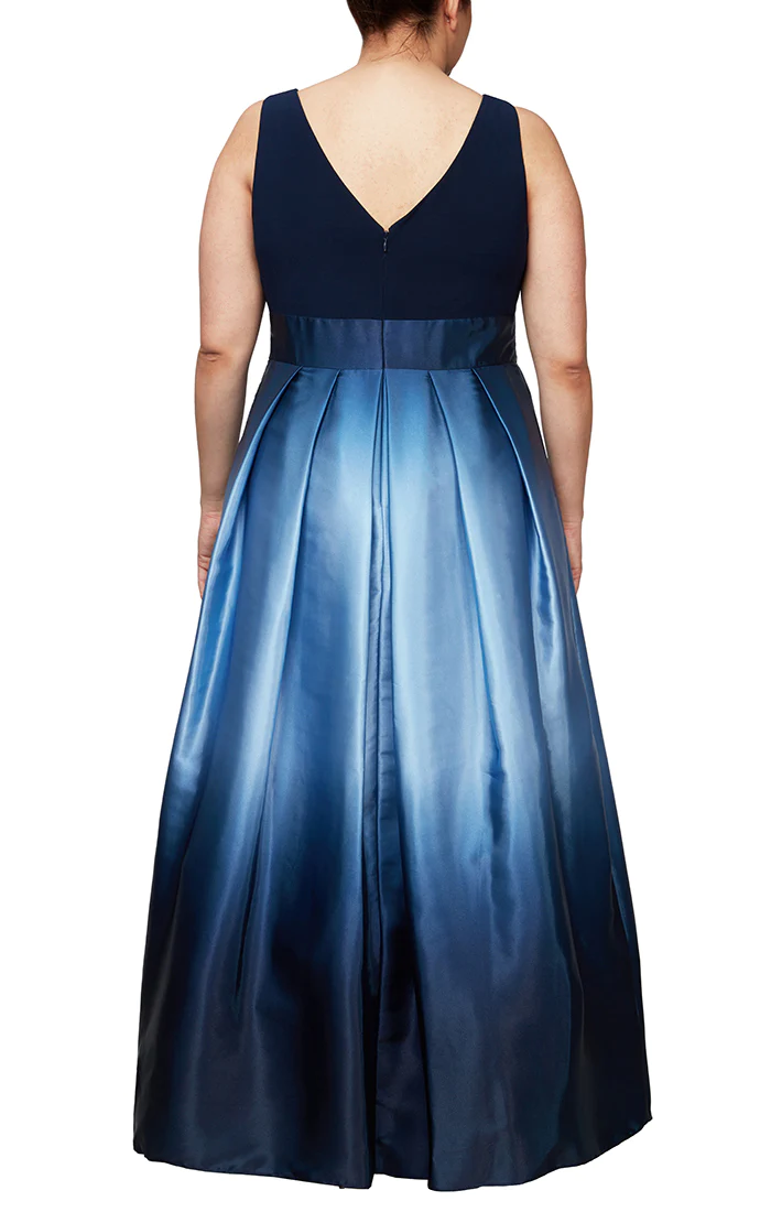 Plus Size Dresses Plus Size Ombre Long Formal Gown Navy Wedgewood