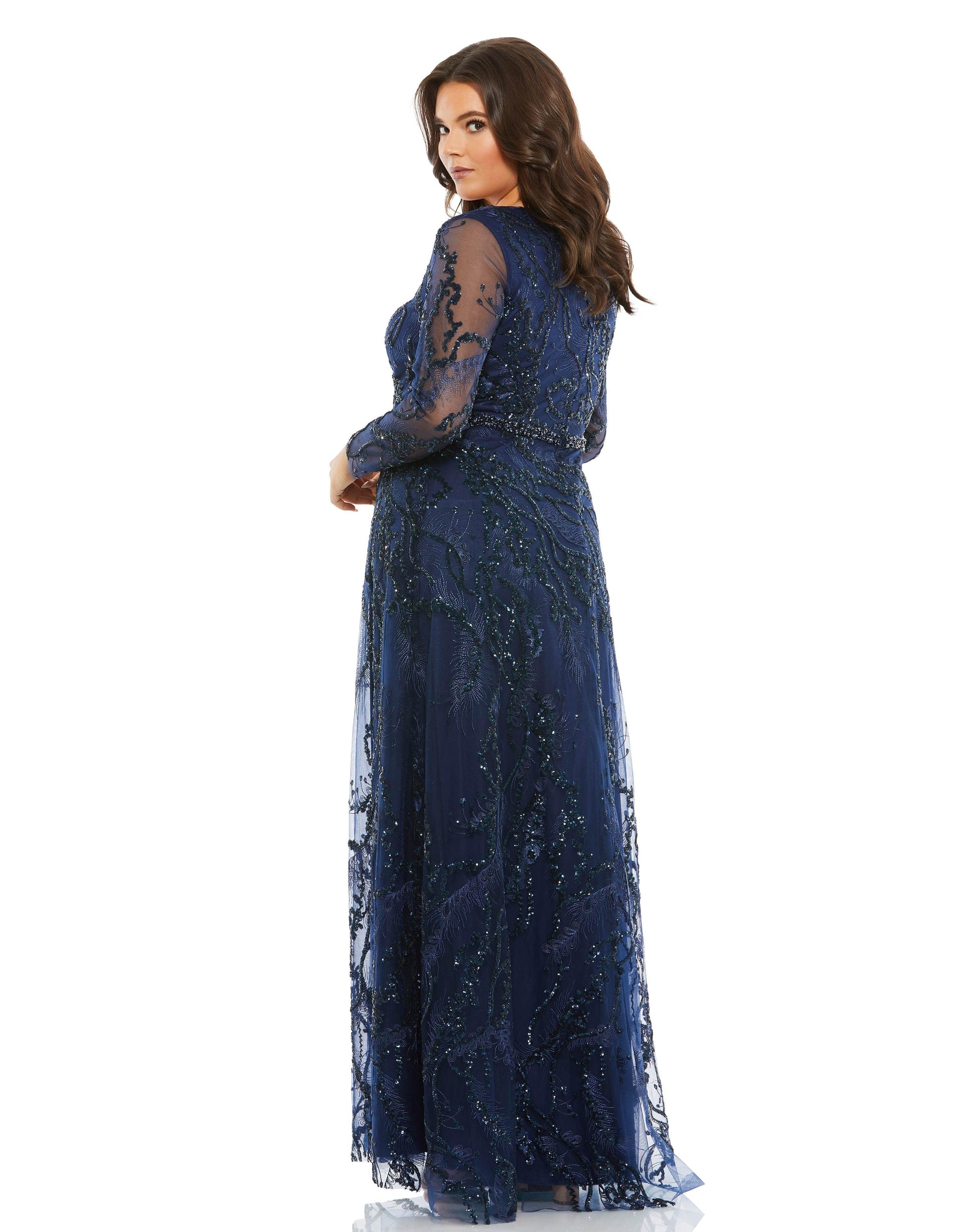 Mac Duggal 67922 Fabulouss Long Sleeve Formal Plus Size Dress