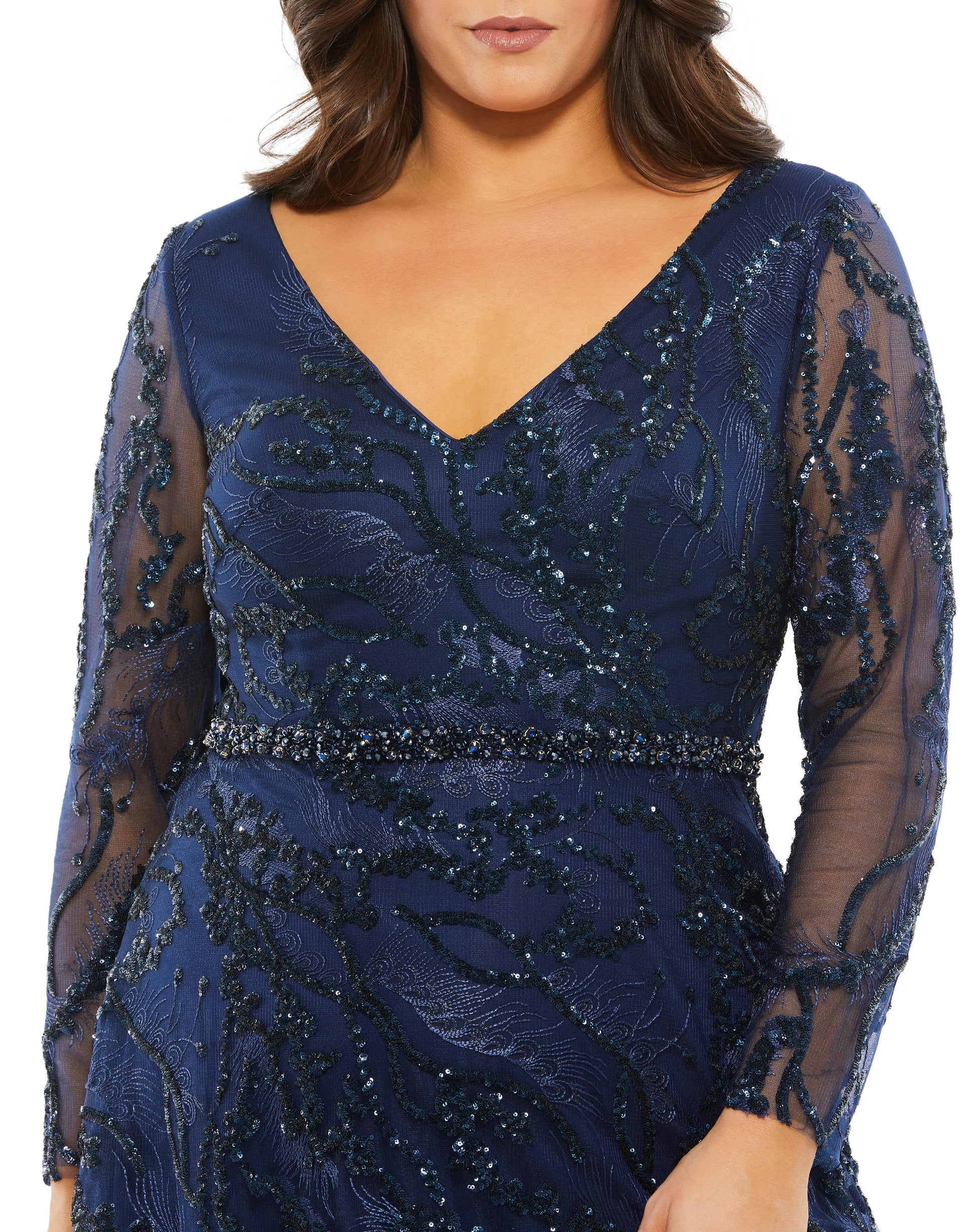 Mac Duggal 67922 Fabulouss Long Sleeve Formal Plus Size Dress