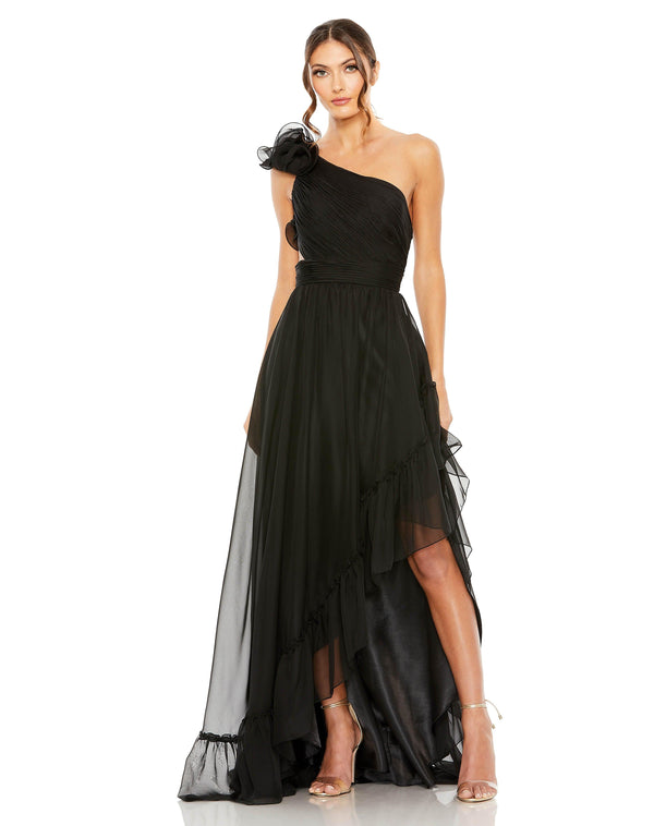 High Low One Shoulder Prom Gown by Mac Duggal 67989