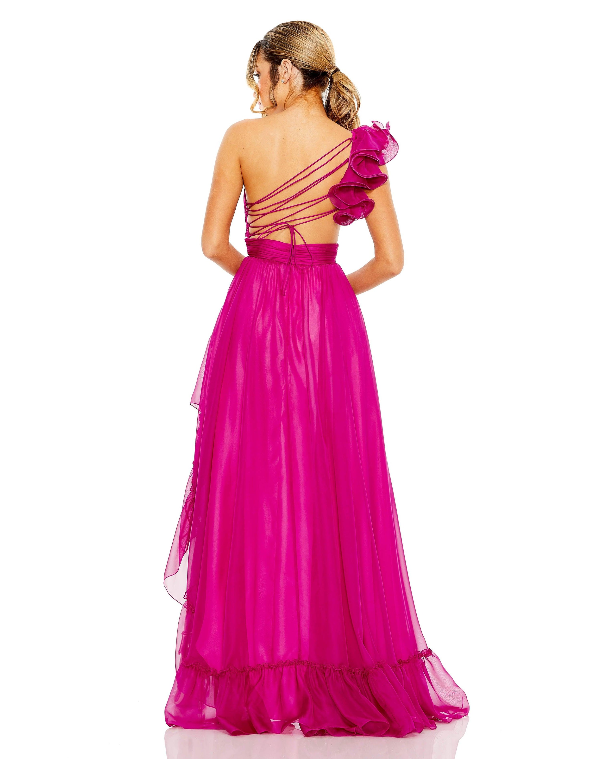 Mac Duggal 67989 High Low One Shoulder Prom Gown