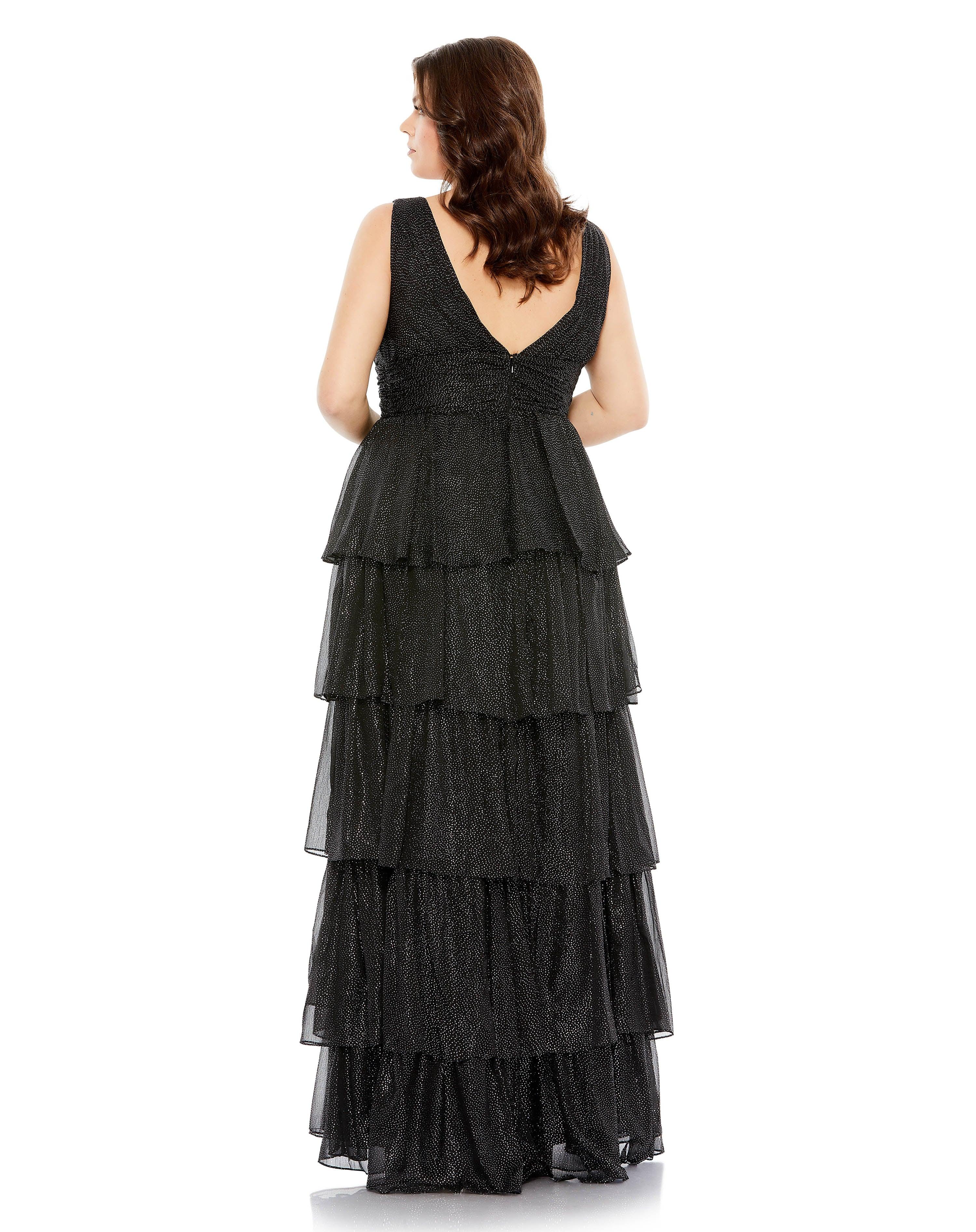Plus Size Dresses Fabulouss Long Sleeveless Plus Size Glitter Dress Black Silver
