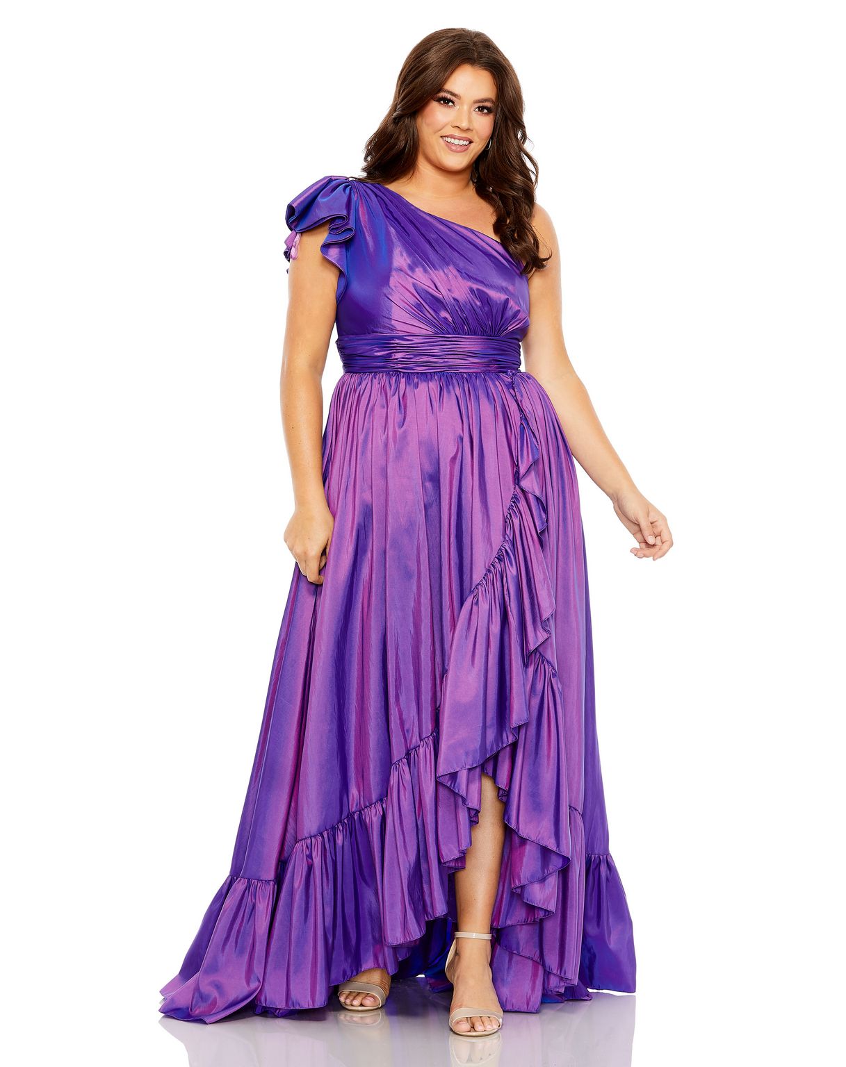Plus Size Dresses Plus Size Draped Ruffle A Line Gown Purple