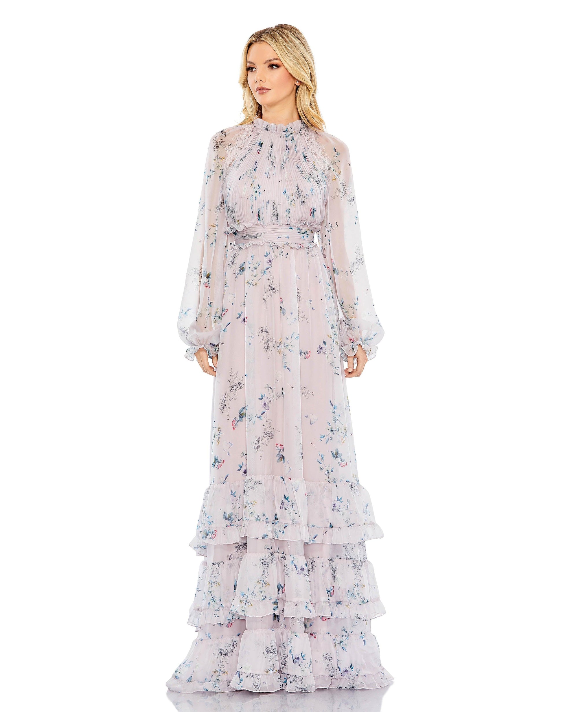 Mac Duggal 68199 Long Sleeve Formal Chiffon Dress