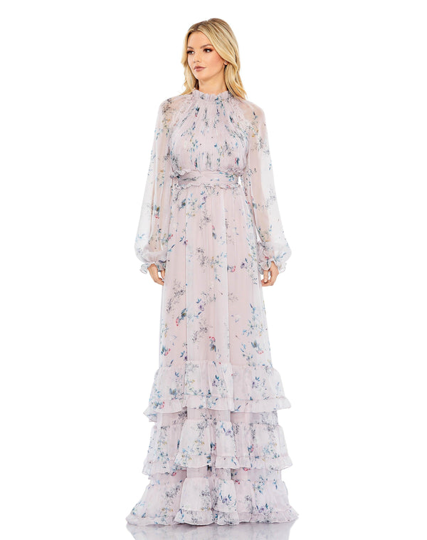 Long Sleeve Formal Chiffon Dress Chiffon Fabric & Long Sleeves Mac Duggal 68199