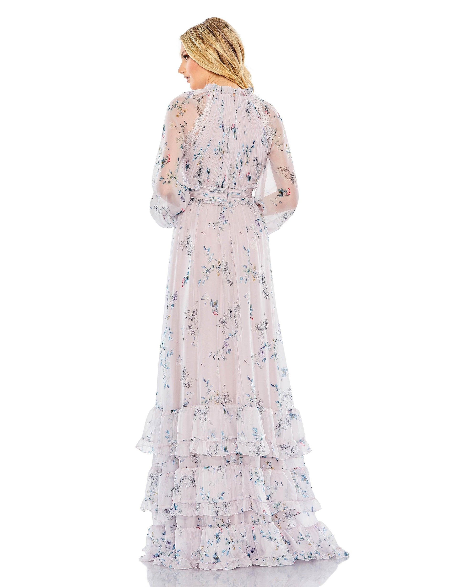 Mac Duggal 68199 Long Sleeve Formal Chiffon Dress