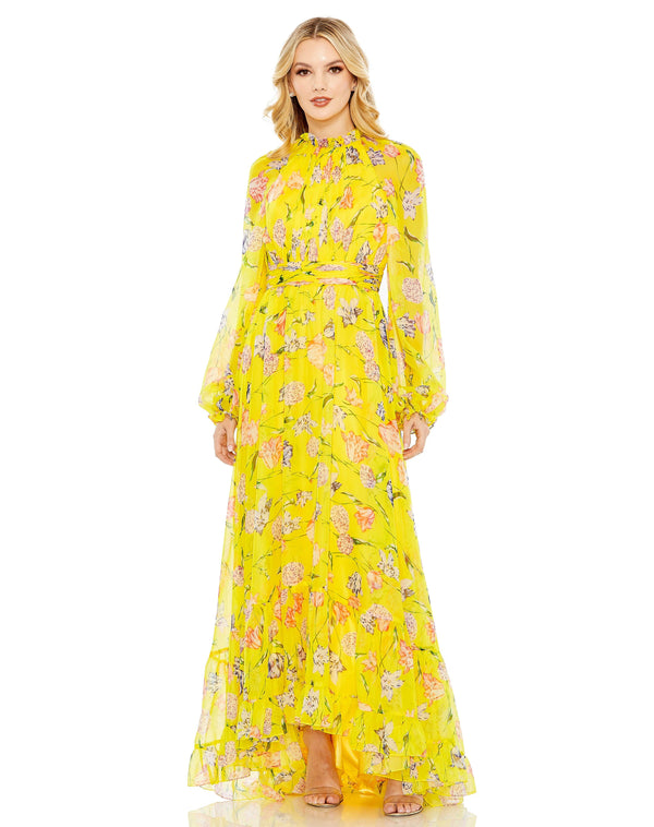 High Low Formal Floral Print Dress High Low & Floral Print Mac Duggal 68218