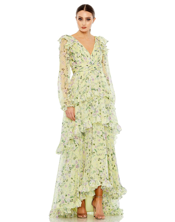 High Low Formal Floral Dress High Low & Floral Detail Mac Duggal 68220