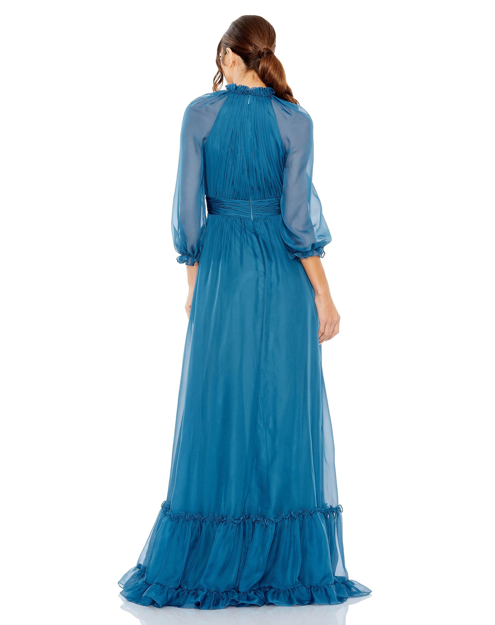 Mac Duggal 68225 Long Formal 3/4 Sleeve Chiffon Dress