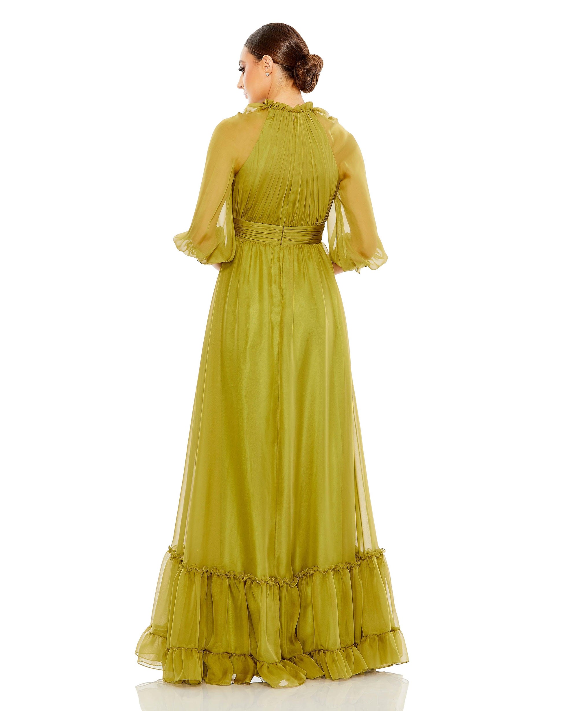 Mac Duggal 68225 Long Formal 3/4 Sleeve Chiffon Dress