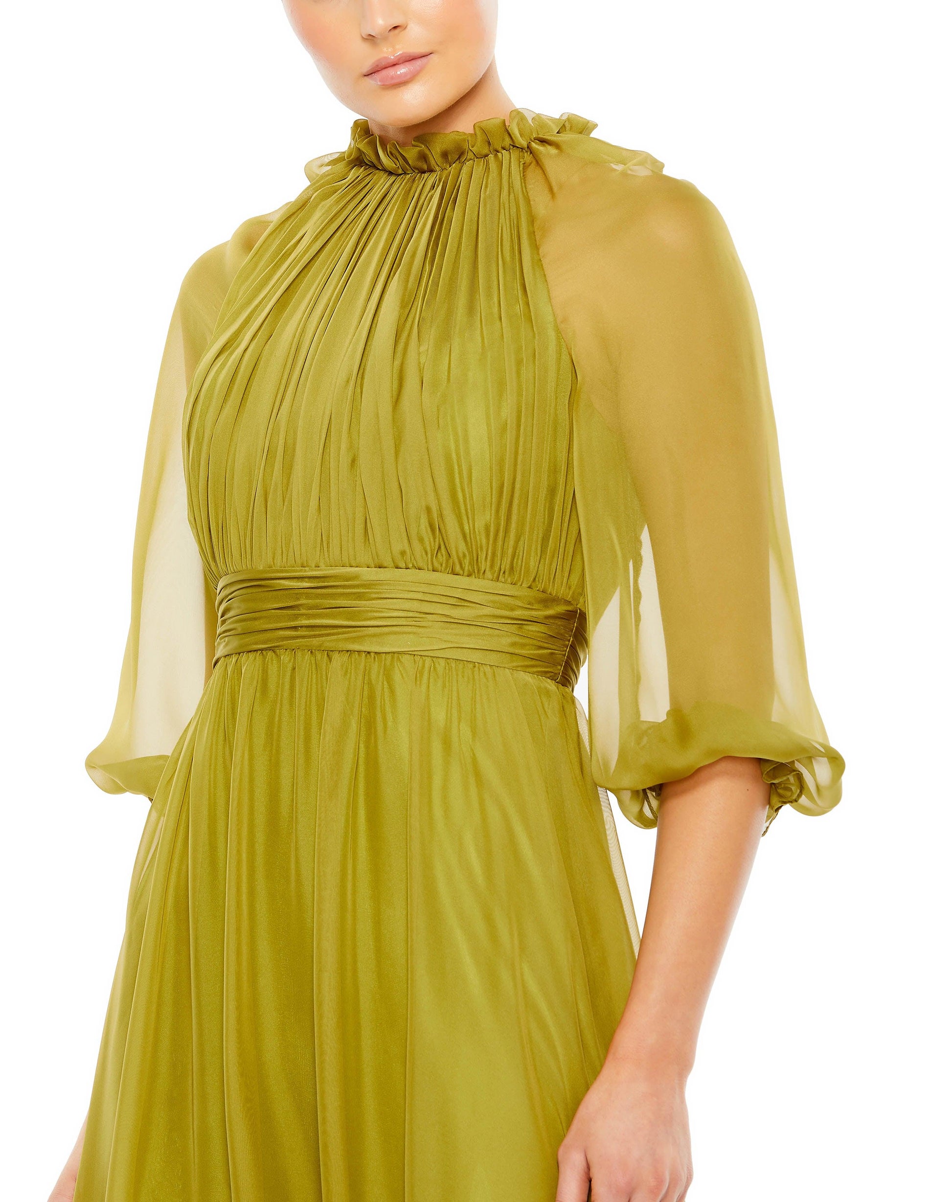 Mac Duggal 68225 Long Formal 3/4 Sleeve Chiffon Dress