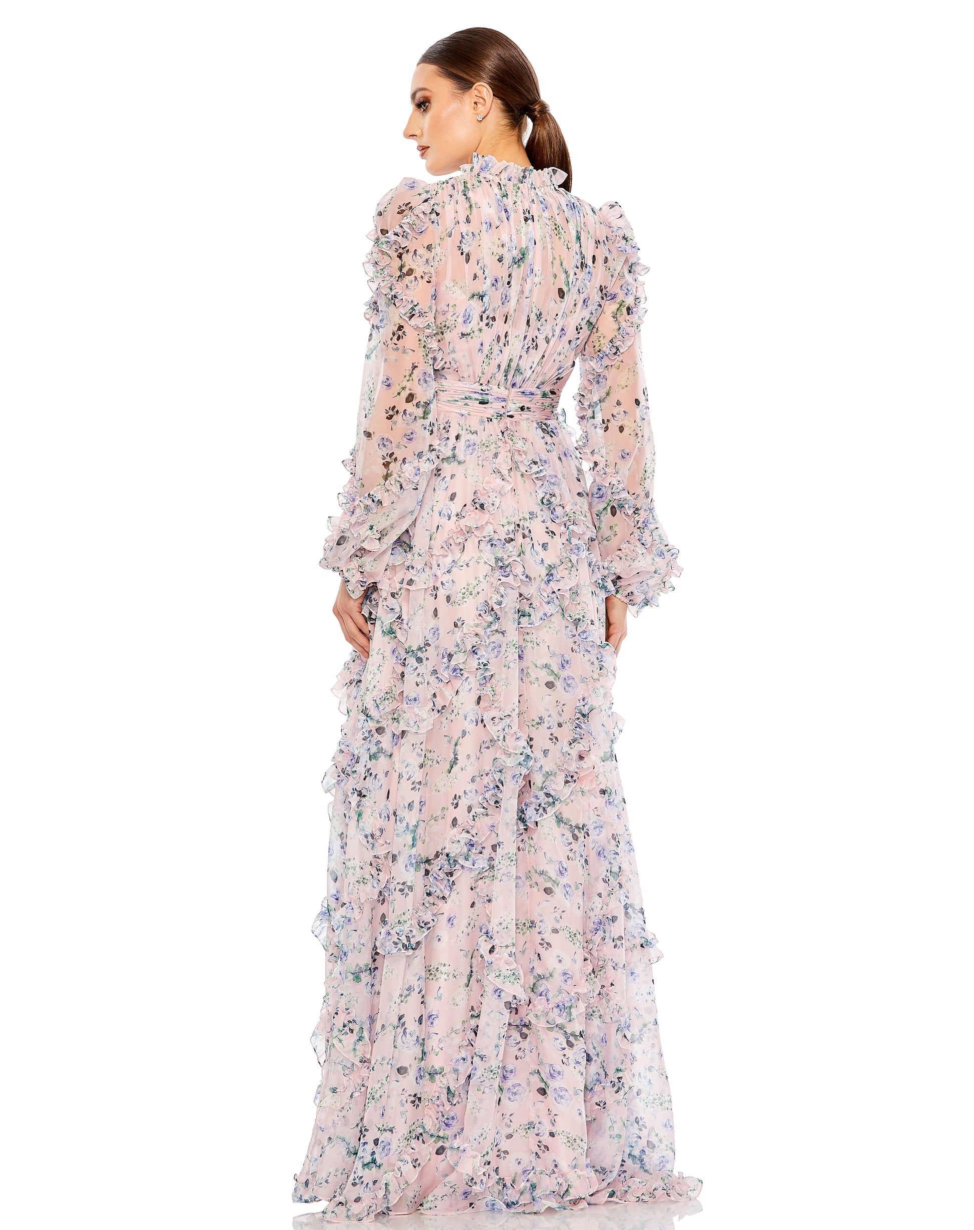 Mac Duggal 68232 Formal A Line Floral Print Evening Long Gown