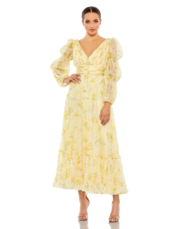 Long Sleeve Formal Tea Length Dress Tea Length & Long Sleeves Mac Duggal 68246