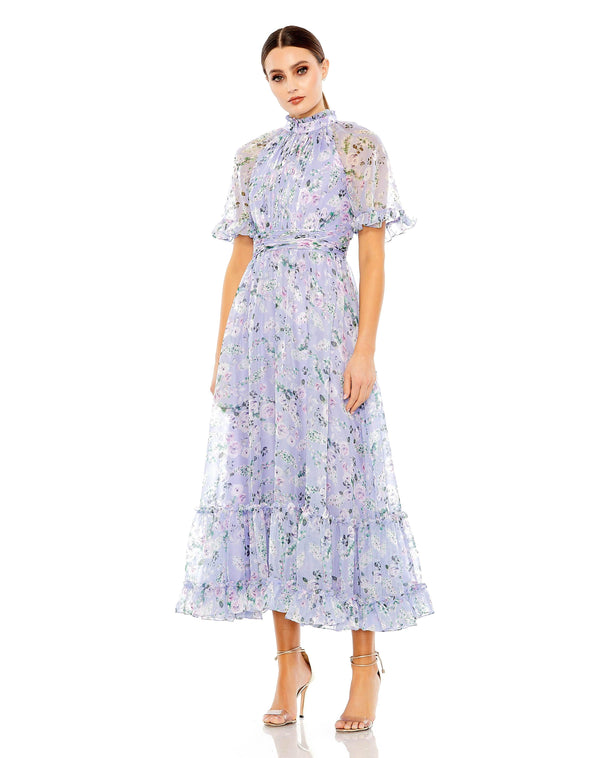 Long Formal Floral Chiffon Dress Long Fit & Floral Design Mac Duggal 68259