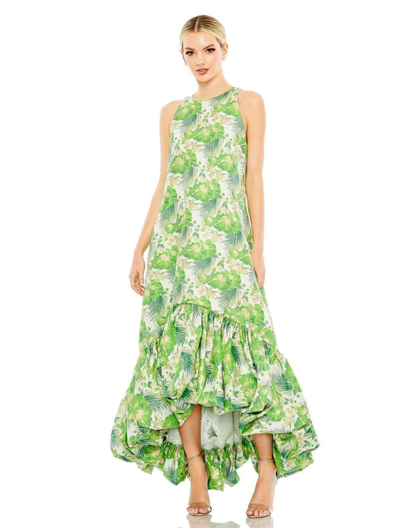 High Low Sleeveless Floral Formal Dress High Low & Sleeveless Floral Detail Mac Duggal 68277