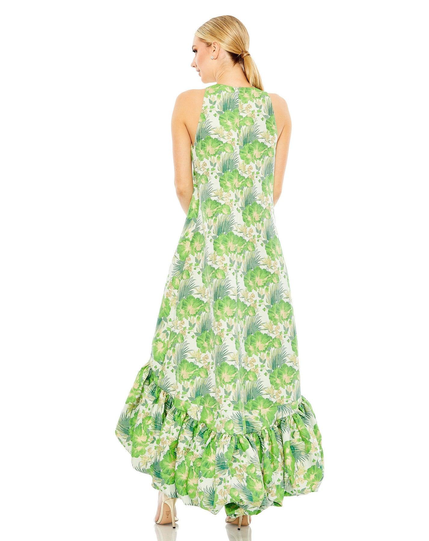Formal Dresses High Low Sleeveless Floral Formal Dress Spring Green