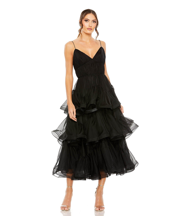 Tea Length Spaghetti Strap Cocktail Dress Spaghetti Straps & Tea Length Mac Duggal 68411