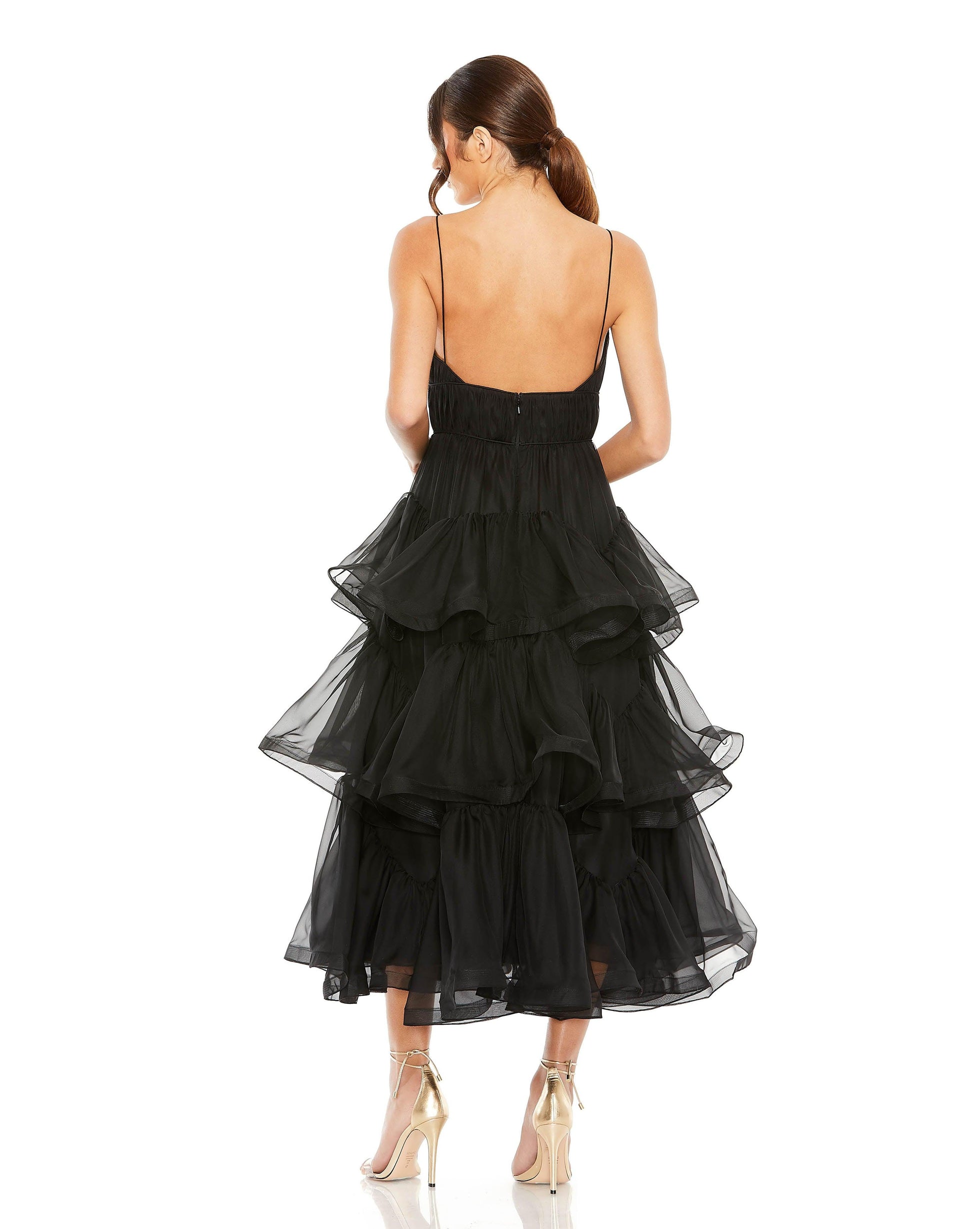 Mac Duggal 68411 Tea Length Spaghetti Strap Cocktail Dress