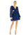 Cocktail Dresses V Neck Corset Back Long Puff Sleeve Ruffle Short Dress Indigo