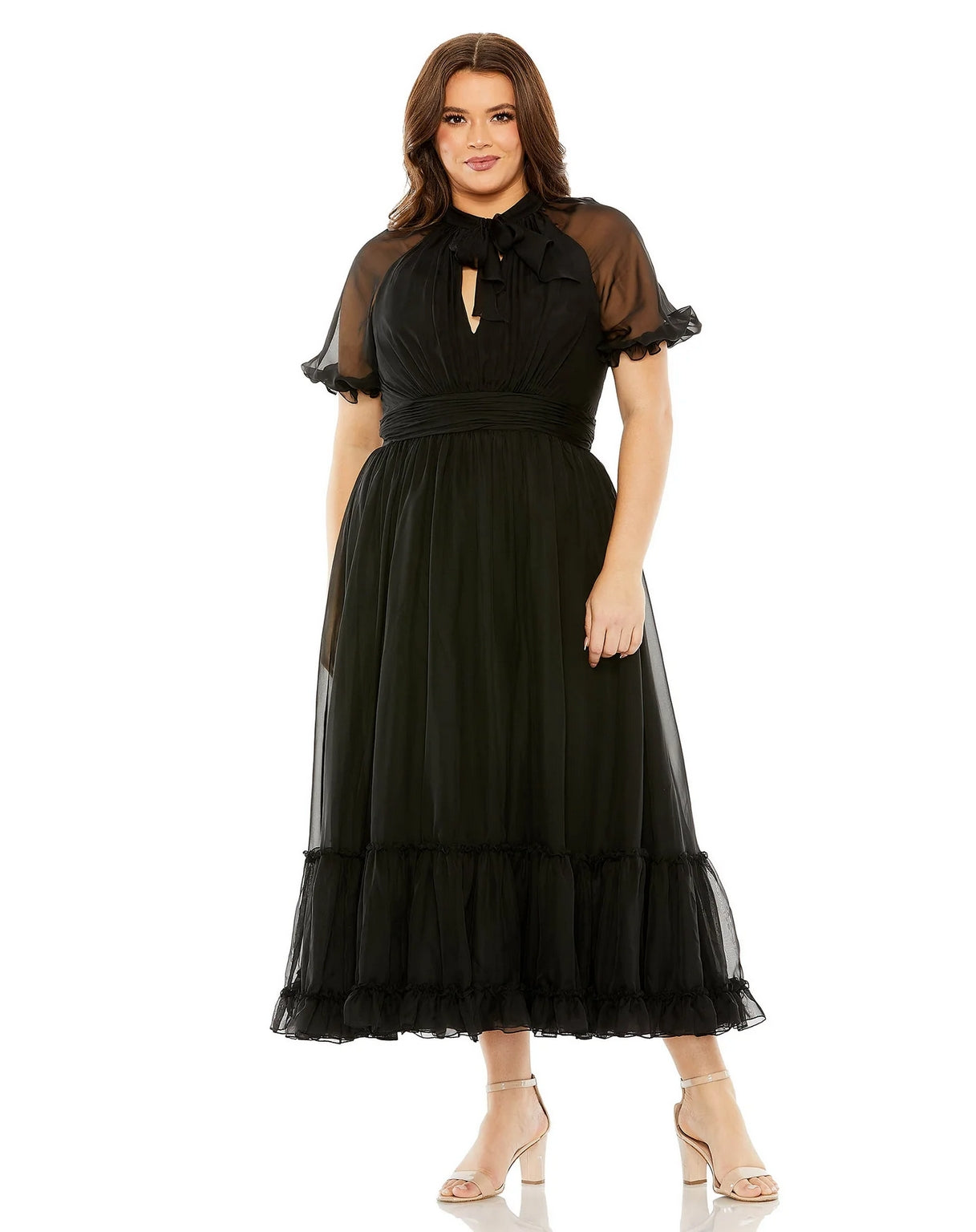 blue dress for baby girl Plus Size Goth Sheer Chiffon Babydoll Maxi Dress Widow main image 0