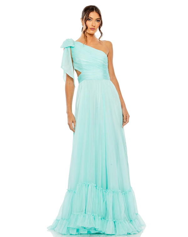 Long One Shoulder Chiffon Prom Gown One Shoulder Detail & Chiffon Fabric Mac Duggal 68472