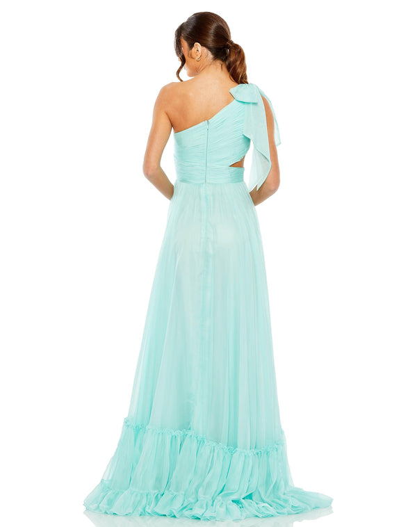 Prom Dresses Long One Shoulder Chiffon Prom Gown Aqua