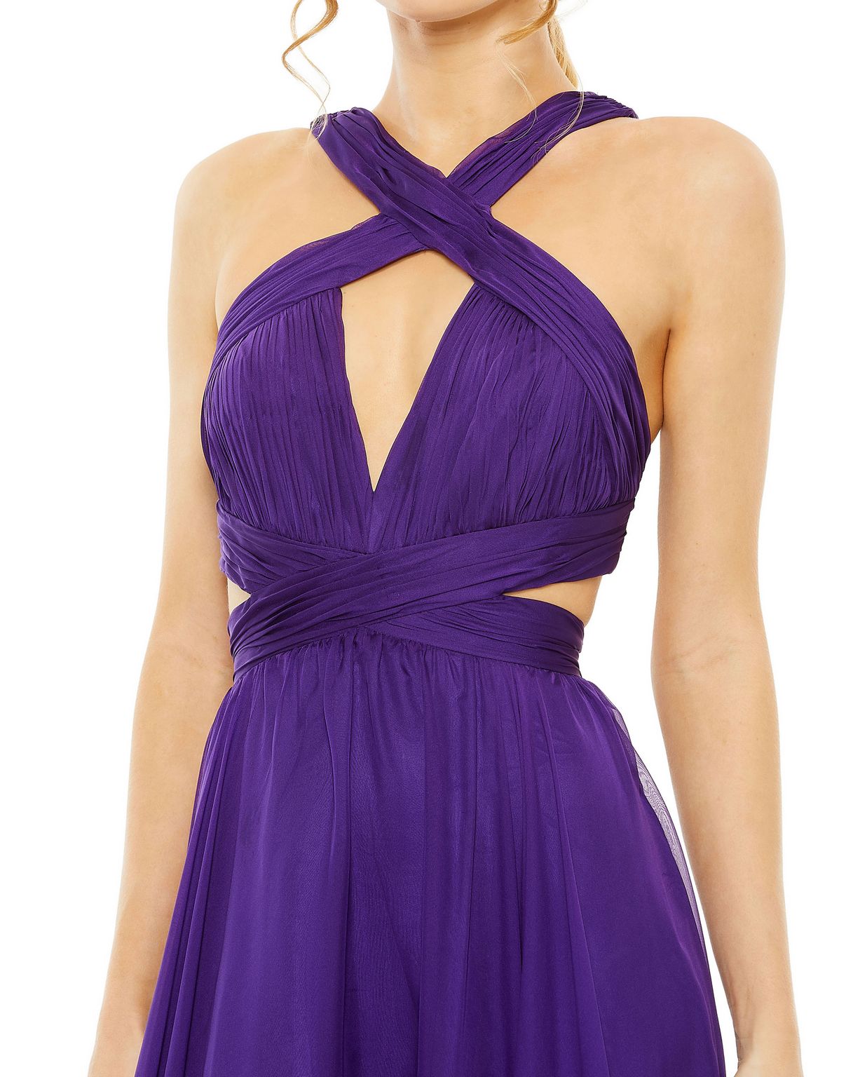 Prom Dresses Prom Halter Cutout Keyhole Tiered Long Formal Dress Purple