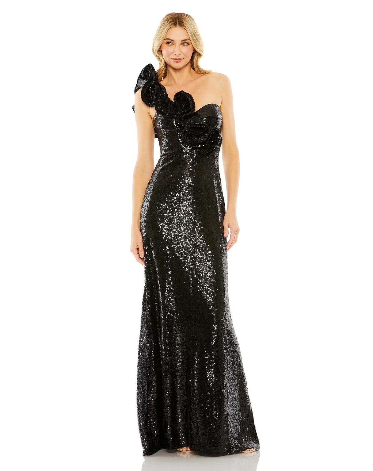 Mac Duggal 68513 Long Ruffled One Shoulder Prom Dress