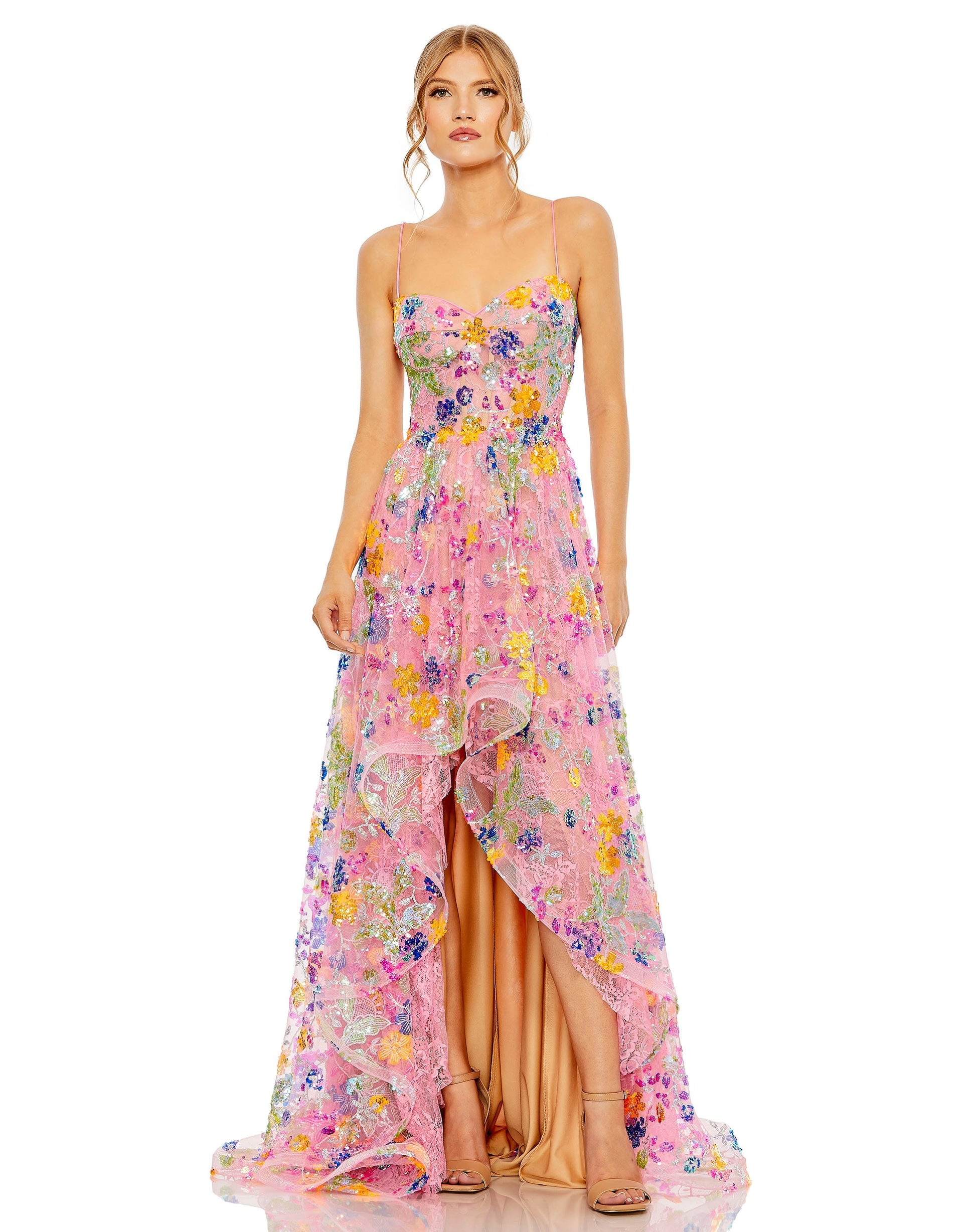 Mac Duggal 68516 High Low Floral Prom Dress