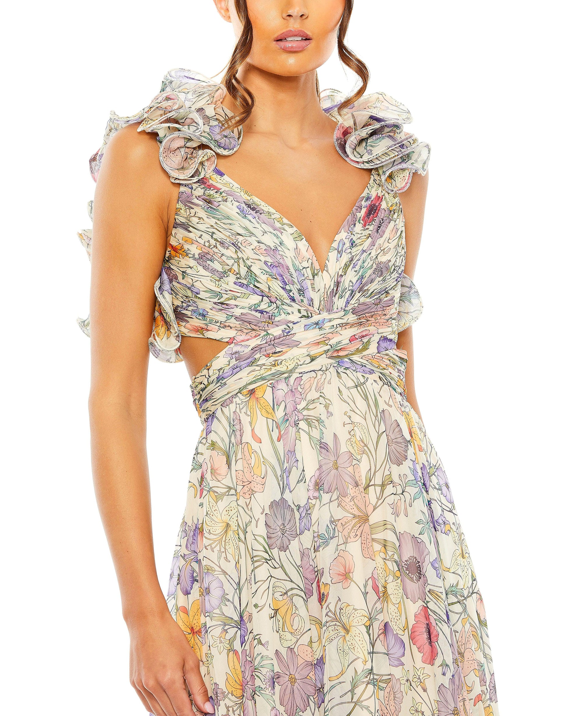 Mac Duggal 68517 Long Formal Floral Chiffon Dress
